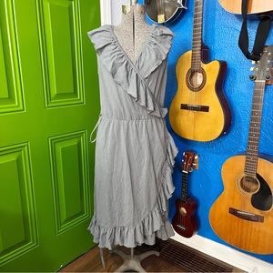 Hanna Andersson Gray Ruffle Sleeveless Wrap Dress